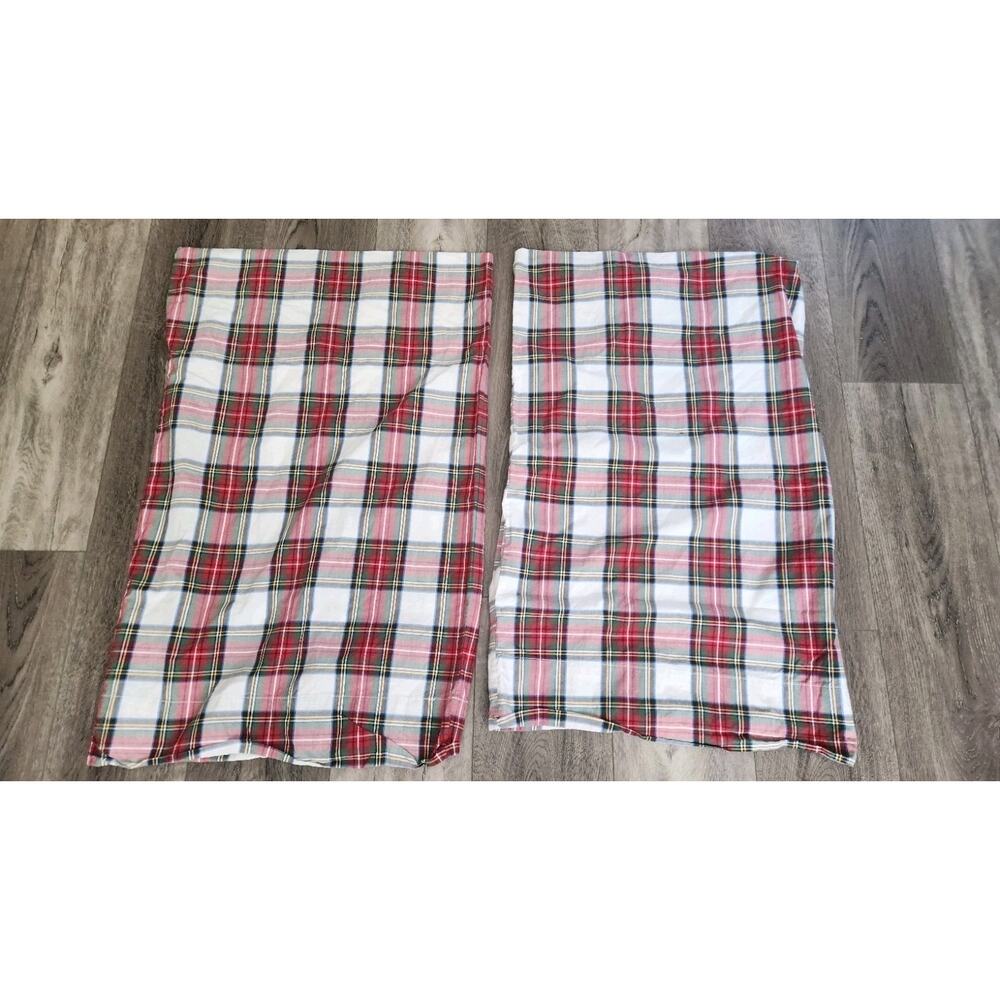 Pottery Barn Red Stewart Plaid Cotton 2 Standard Pillow Cases - Picture 6 of 8